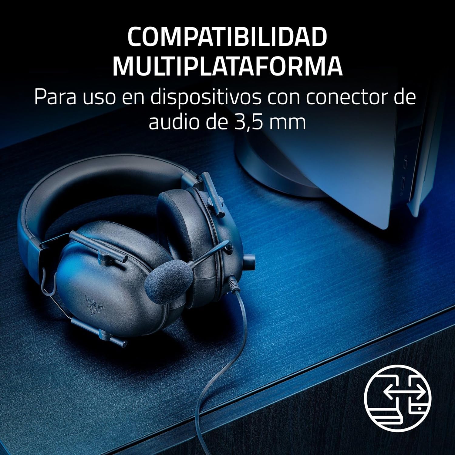 Razer Blackshark V2 X (Playstation) - Auriculares Con Cable Para Consola Playstation (PS5) (240G, Micrófono Cardioide, Diafragmas De 50Mm, Cancelación Pasiva Del Ruido, Conector De 3,5 Mm, PC) Negro