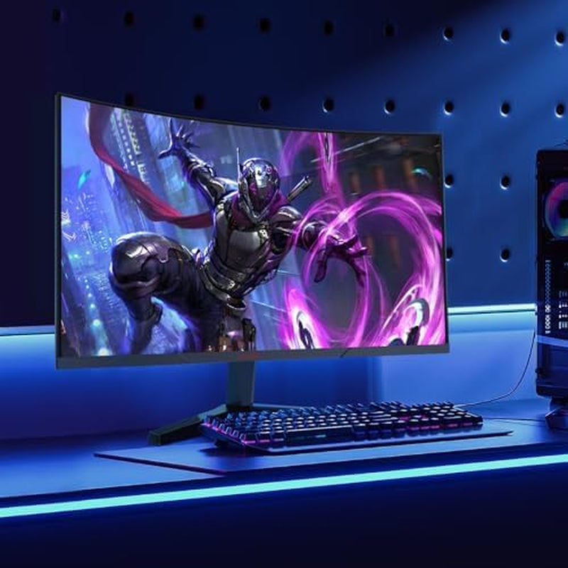 KOORUI 24E6CA Monitor Gaming Curvo 24 Pulgadas, 180HZ, 1Ms, 1500R, HDR, VA 3000:1, FHD 1920X1080, 2Xhdmi 2.0, DP 1.2, Adaptive Sync, Eye Care, VESA 100X100Mm, Inclinación Ajustable