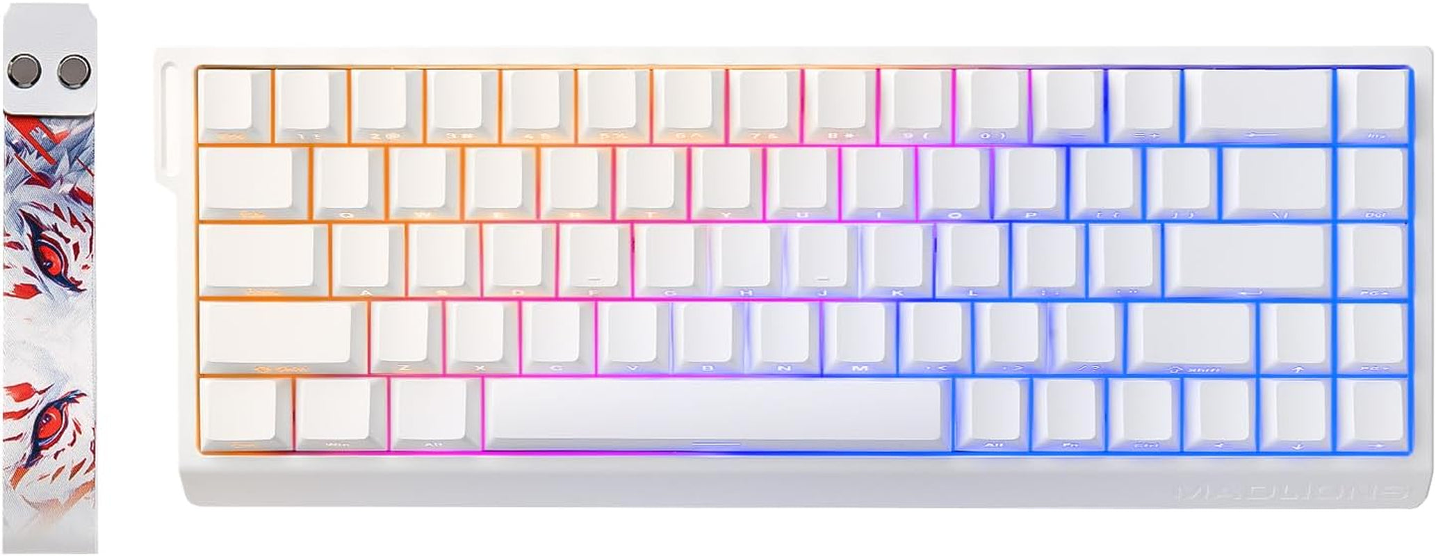 YUNZII X MADLIONS MAD68 HE Activa Rápidamente El Teclado De Juego Mecánico Magnético De Cable 60% Interruptor De Efecto Hall De Accionamiento Ajustable, Tapa De Clave PBT RGB Plug (Blanco)