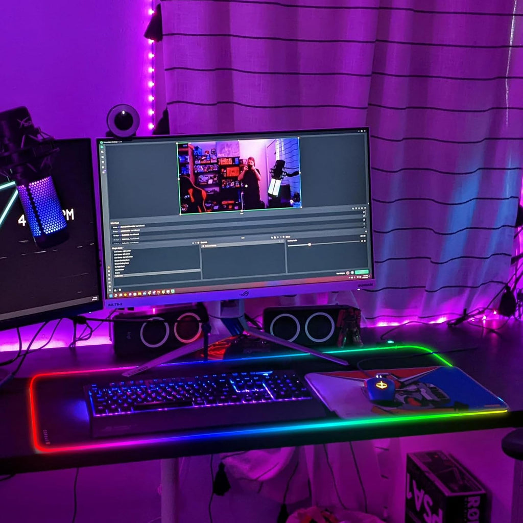 Alfombrilla De Ratón Para Videojuegos RGB, 800 X 300 Mm, XXL, Alfombrilla De Ratón Grande Para Videojuegos, 14 Modos De Iluminación, 7 Colores LED, Resistente Al Agua, Antideslizante, Para Teclado,