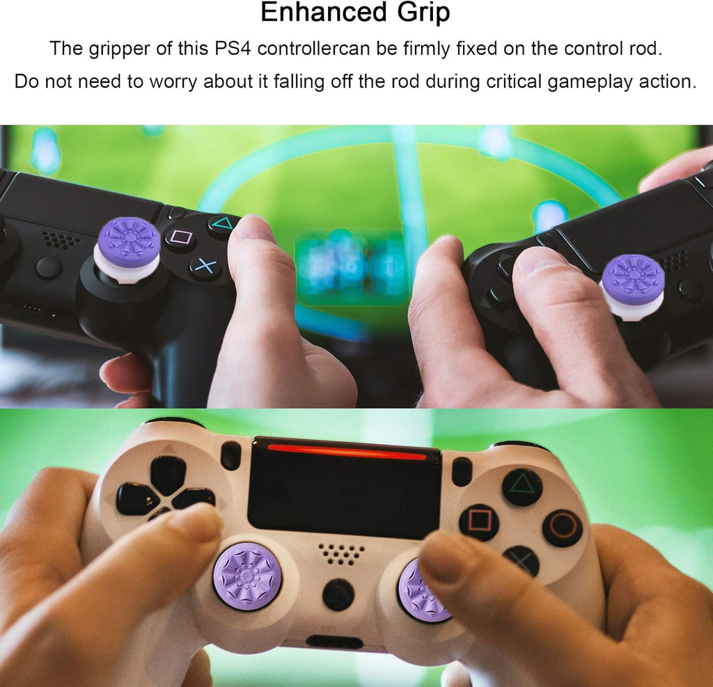TEUVO Thumbsticks, Silicona Thumbsticks Grips Gorras Para PS4 Joystick Y Para PS5 Joystick a Ayuda Con Control Y Reducir Pulgarcito Fatiga, Púrpura, 2 Pcs