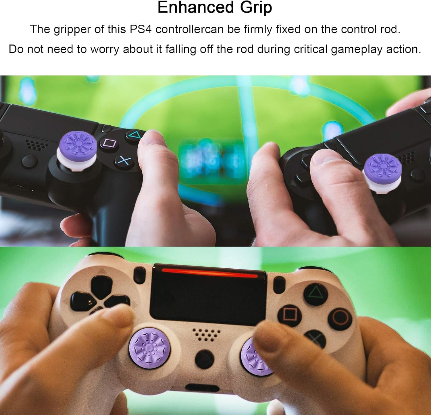 TEUVO Thumbsticks, Silicona Thumbsticks Grips Gorras Para PS4 Joystick Y Para PS5 Joystick a Ayuda Con Control Y Reducir Pulgarcito Fatiga, Púrpura, 2 Pcs