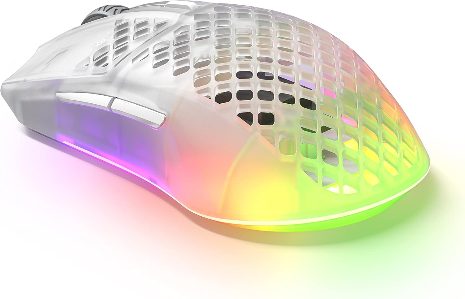 Steelseries Aerox 3 Wireless Ghost - Raton Inalambrico Gaming - Diseño Ultraligero Resistente Al Agua - RGB - Sensor Óptico Truemove Air 18K DPI