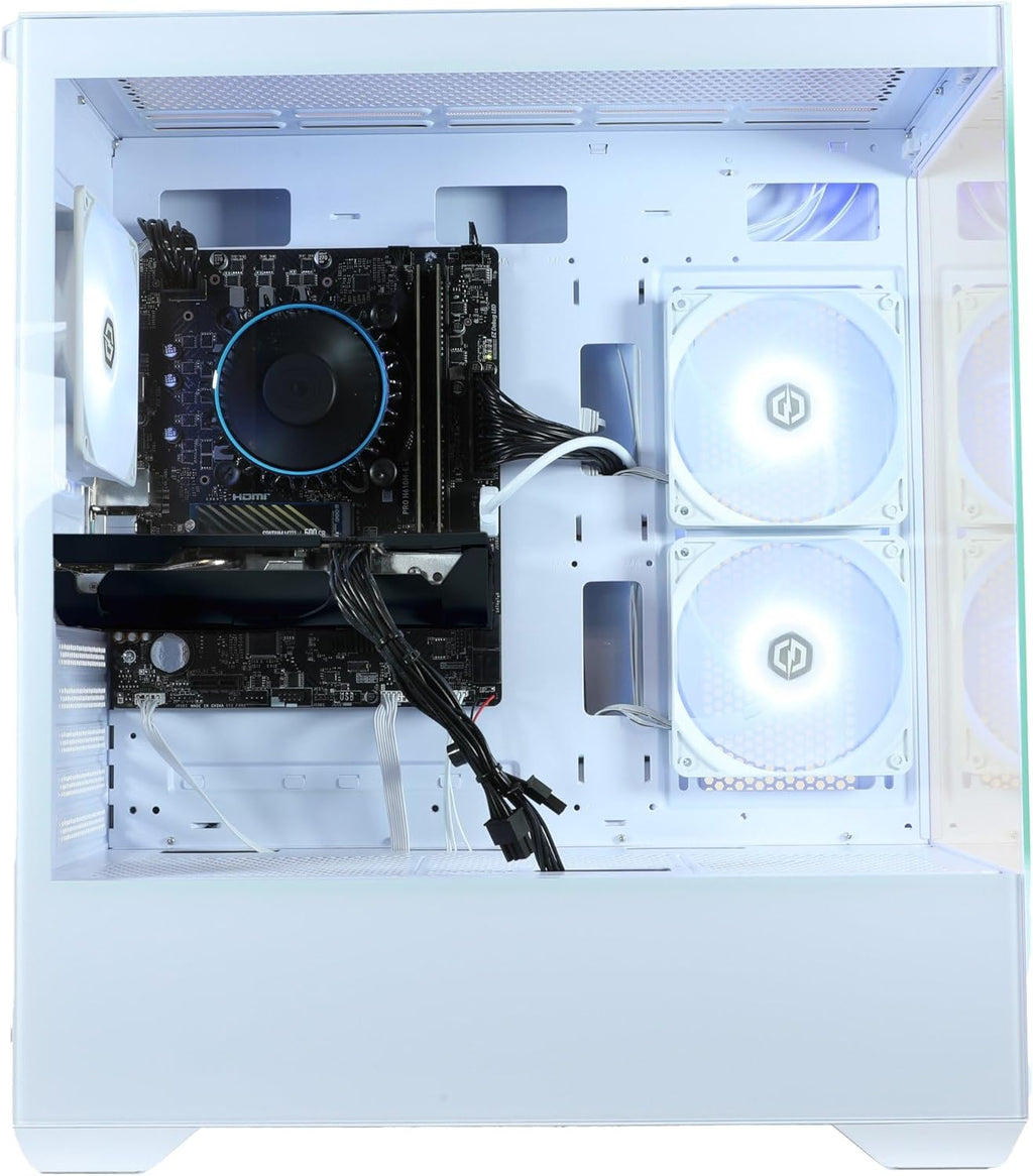 CYBERPOWERPC Wyvern Gaming PC - AMD Ryzen 7 5700X, Nvidia RTX 5060 8GB, 16GB RAM, 1TB Nvme SSD, 650W 80+ PSU, Wi-Fi, Windows 11, Prism Panoramic RGB White
