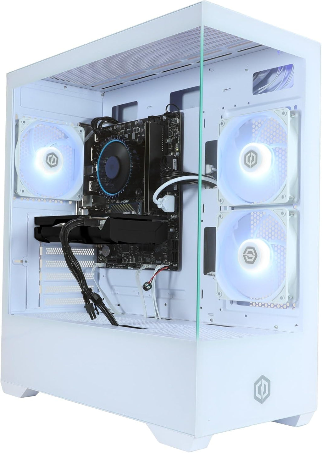 CYBERPOWERPC Wyvern Gaming PC - AMD Ryzen 7 5700X, Nvidia RTX 5060 8GB, 16GB RAM, 1TB Nvme SSD, 650W 80+ PSU, Wi-Fi, Windows 11, Prism Panoramic RGB White