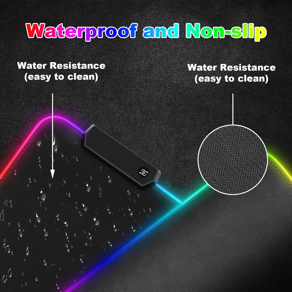 Alfombrilla De Ratón Para Videojuegos RGB, 800 X 300 Mm, XXL, Alfombrilla De Ratón Grande Para Videojuegos, 14 Modos De Iluminación, 7 Colores LED, Resistente Al Agua, Antideslizante, Para Teclado,
