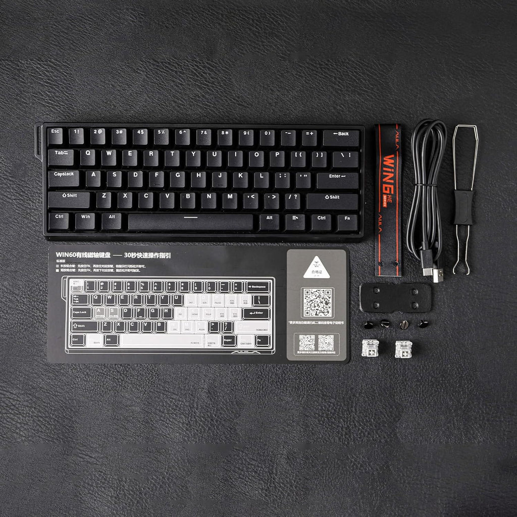 EPOMAKER Aula WIN60 HE Teclado Magnético 60% Con Cable, Acción Ajustable, Tasa De Sondeo 8000Hz, Switches Hall Effect, Intercambiable En Caliente, Para Juegos De FPS (Negro)