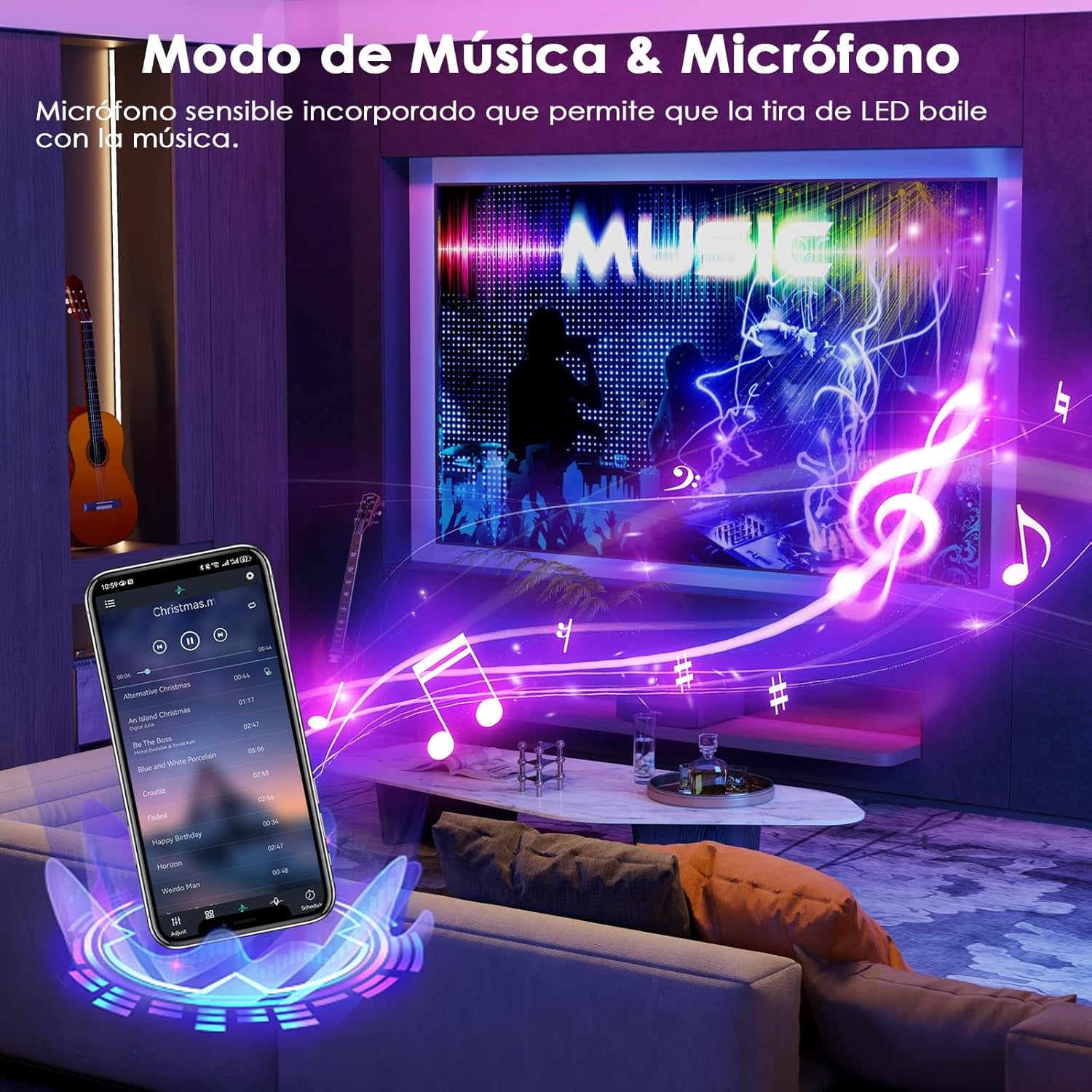 Tira LED 5M, 30 Led/Metro, 24V RGB Luces LED, 150 LED, APP Y Mando a Distancia, Modo De Música, LED Para Habitación, Sala, Cocina, Dormitorio, Bar, Fiesta