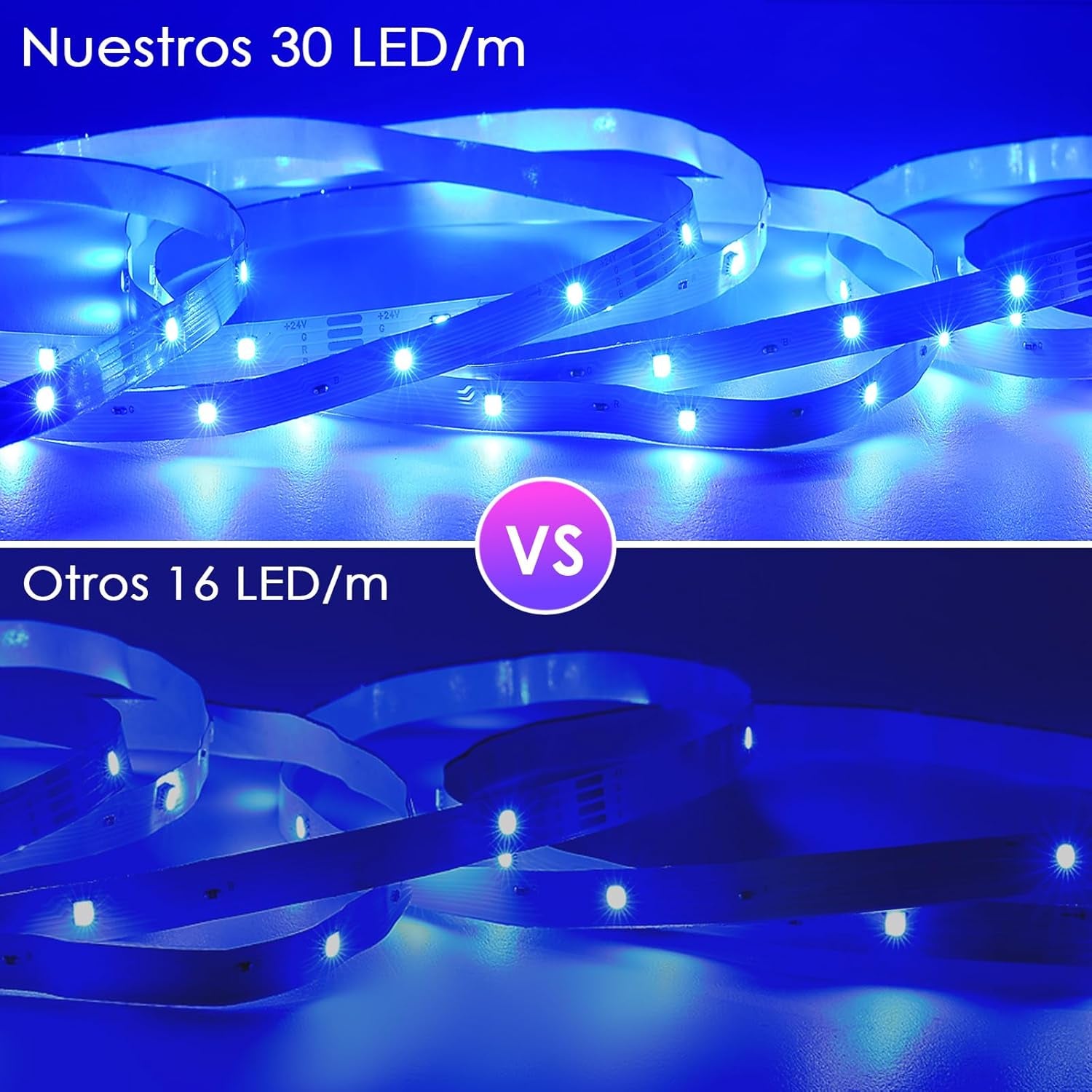 Tira LED 5M, 30 Led/Metro, 24V RGB Luces LED, 150 LED, APP Y Mando a Distancia, Modo De Música, LED Para Habitación, Sala, Cocina, Dormitorio, Bar, Fiesta