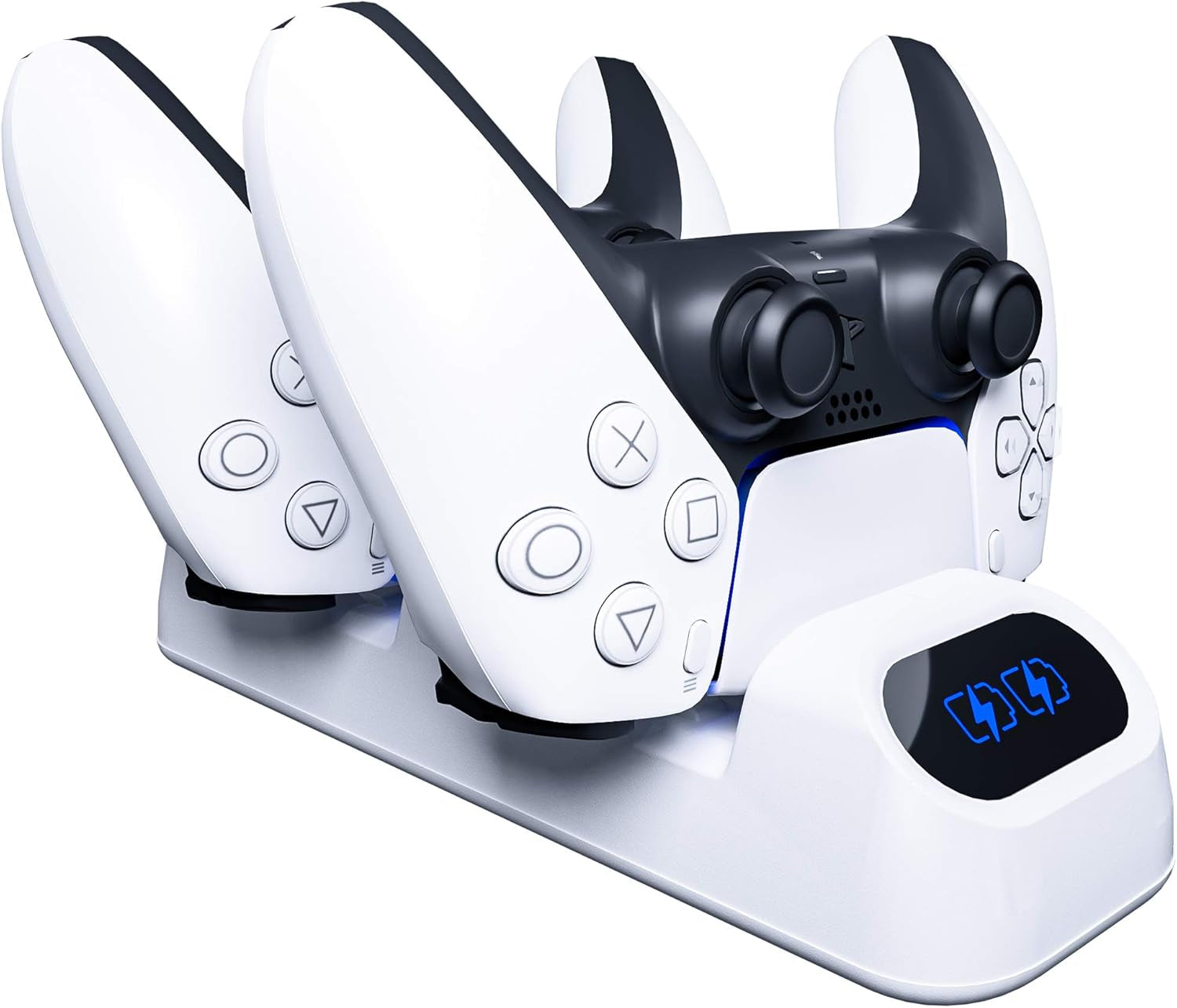 Orzly Duocharger Para PS5 - Cargador De Mandos Compatible Con: PS5 Playstation 5, Xbox Series X | S Stadia Y Nintendo Switch - Base De Carga USB-C Edición Pearl White [Blanco]