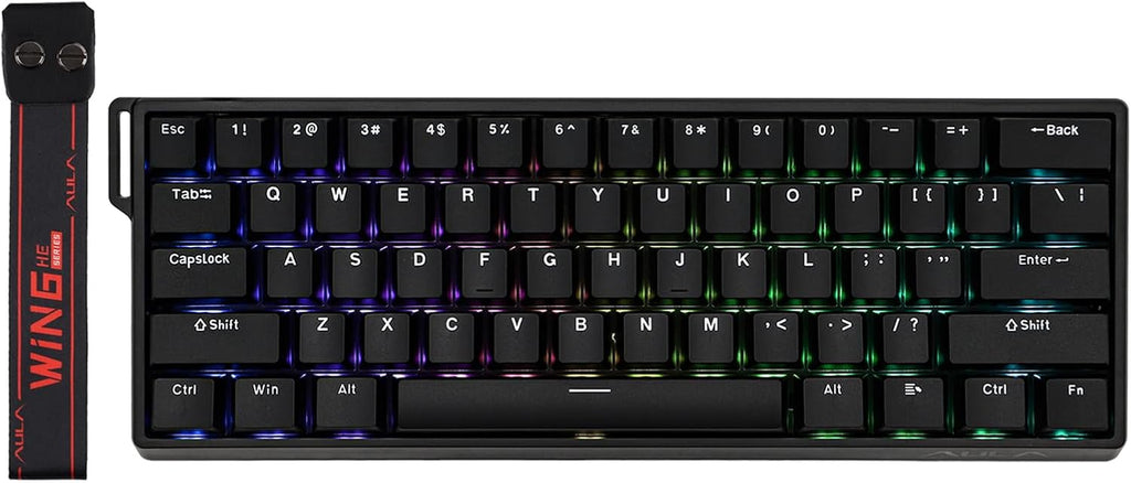 EPOMAKER Aula WIN60 HE Teclado Magnético 60% Con Cable, Acción Ajustable, Tasa De Sondeo 8000Hz, Switches Hall Effect, Intercambiable En Caliente, Para Juegos De FPS (Negro)