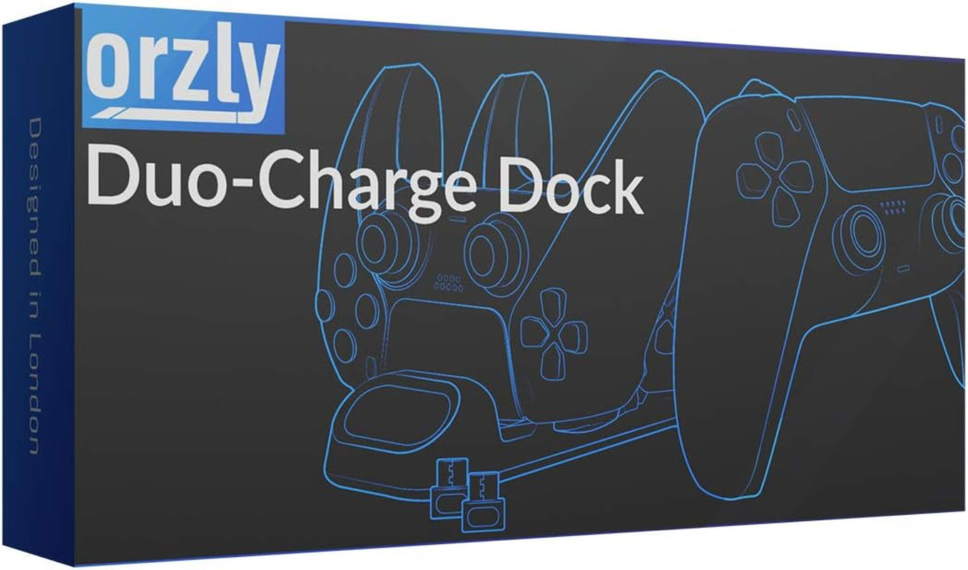 Orzly Duocharger Para PS5 - Cargador De Mandos Compatible Con: PS5 Playstation 5, Xbox Series X | S Stadia Y Nintendo Switch - Base De Carga USB-C Edición Pearl White [Blanco]